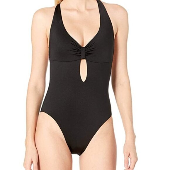 NEW BCBGMaxazria Black Cutout One Piece Bathing Suit Swimsuit Size 6